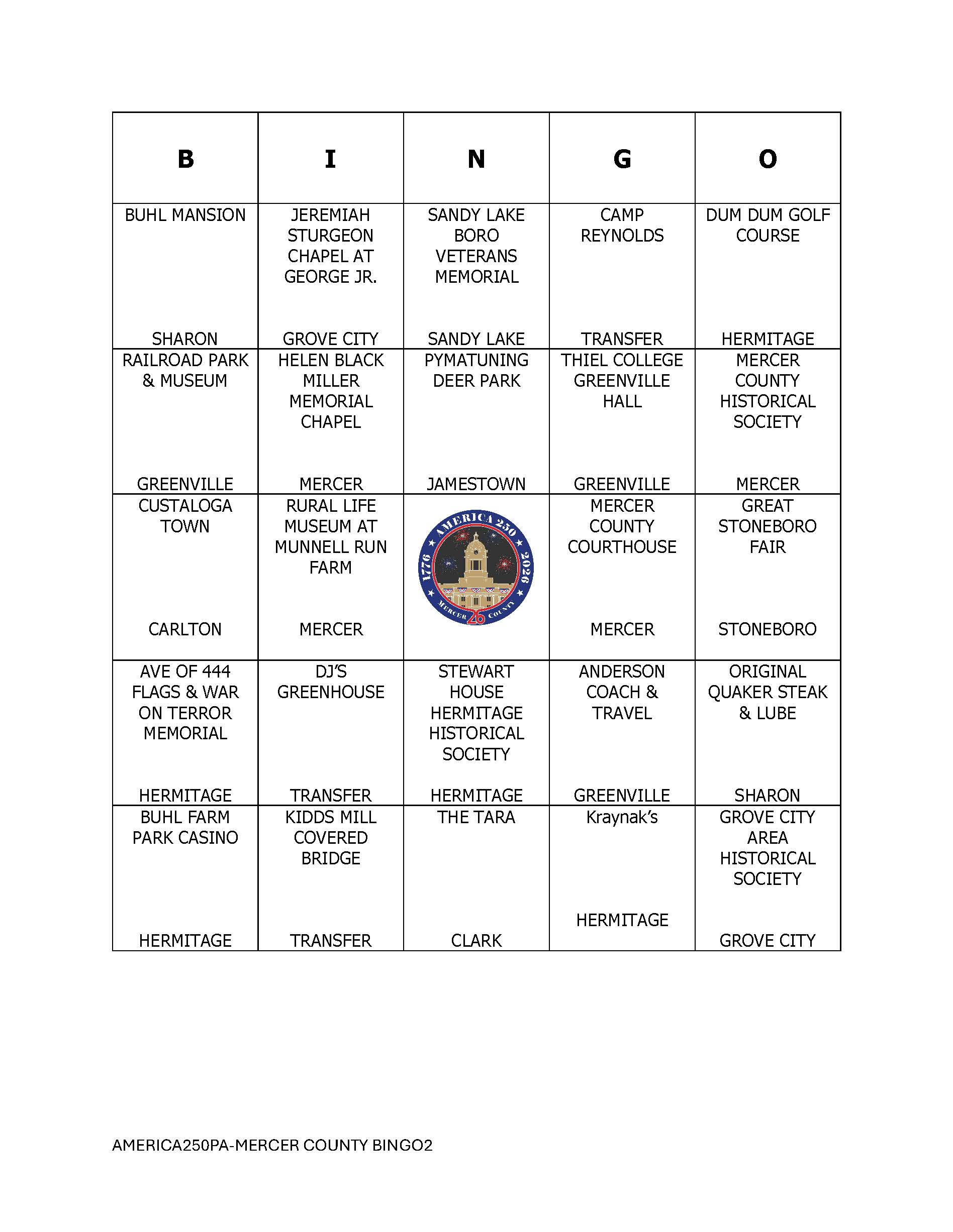 Bingo Card 2