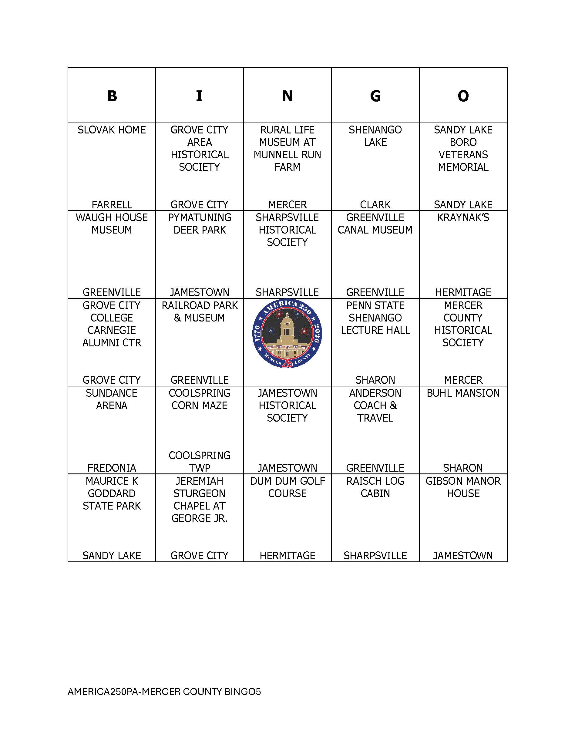 Bingo Card 5
