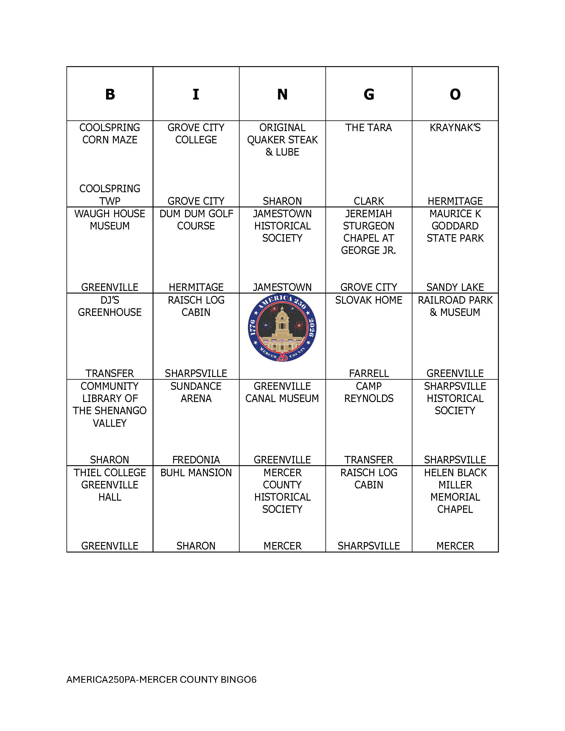 Bingo Card 6
