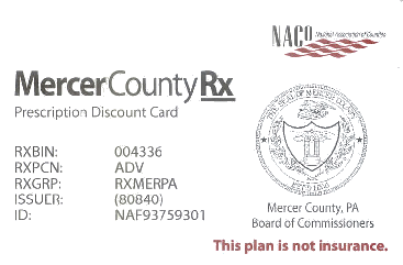 Image of Mercer County Prescription Discount Card