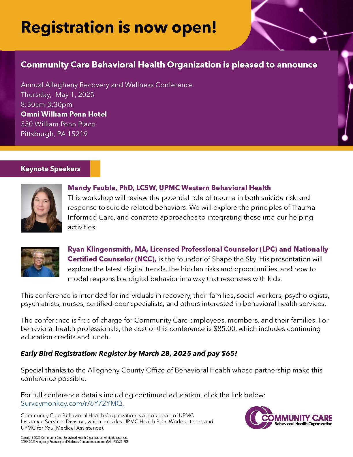 Annual Allegheny Recovery and Wellness Conference Flyer