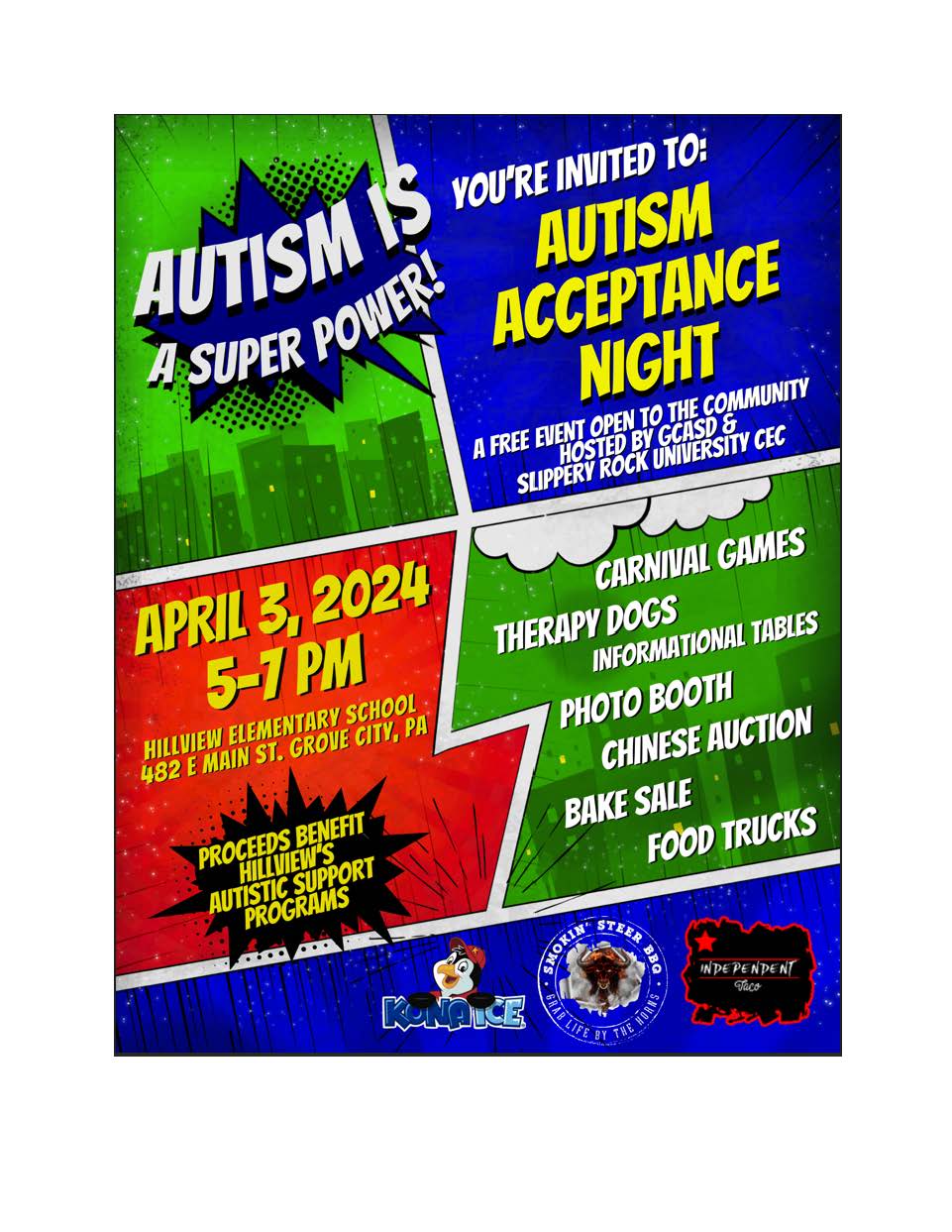 Autism Acceptance Night Flyer 