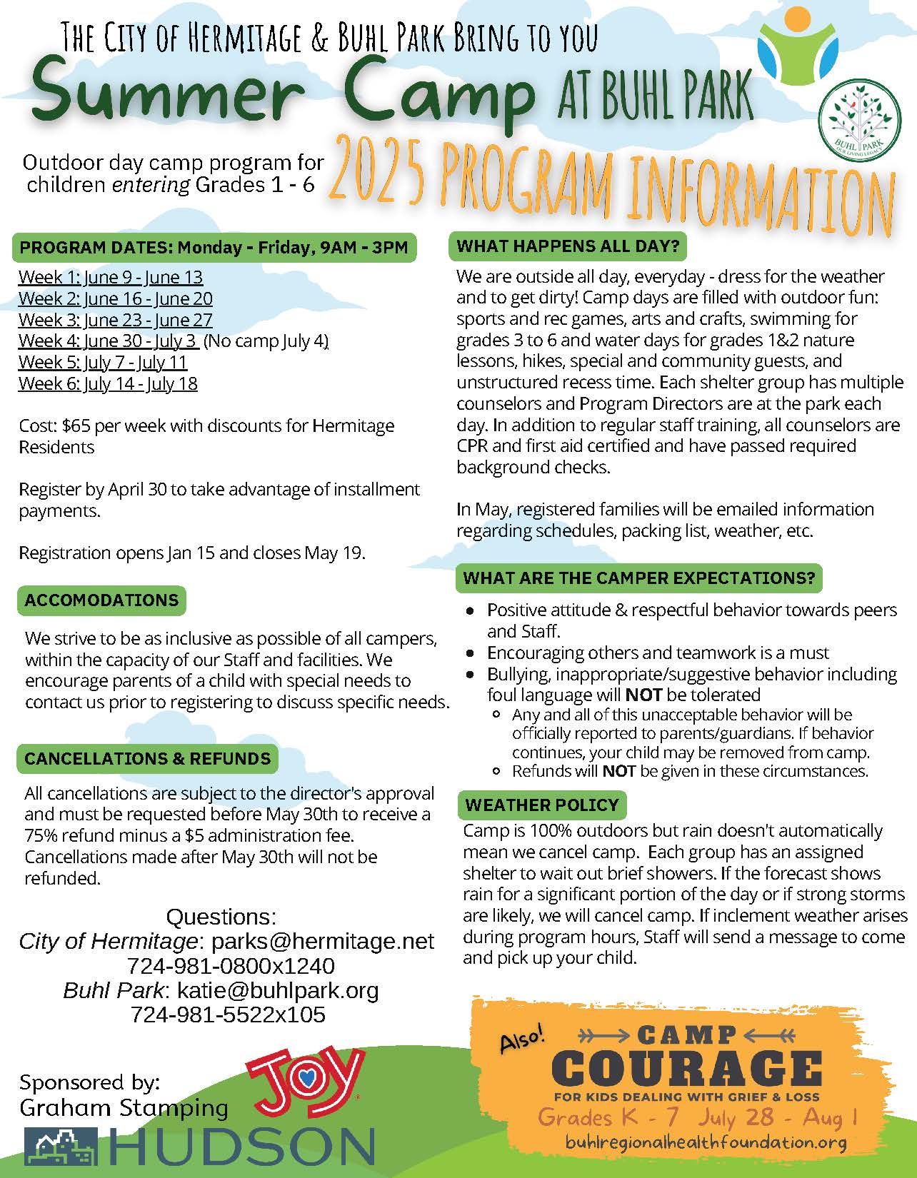 Buhl Club Summer Camp Flyer