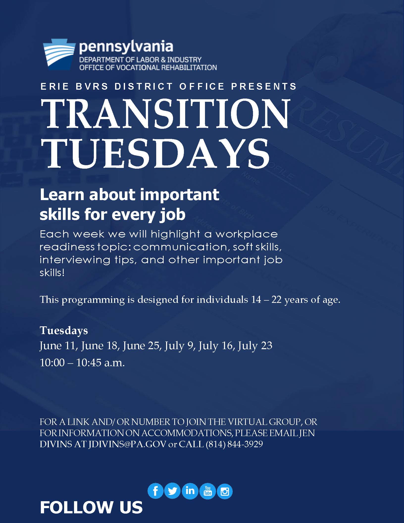 OVR Transition Tuesdays Flyer

