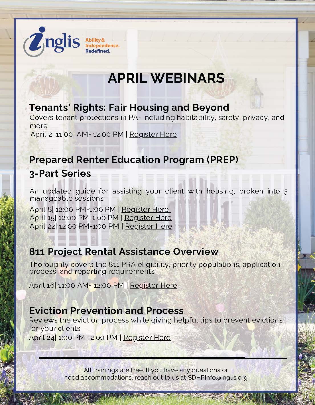 INGLIS April Webinars Flyer