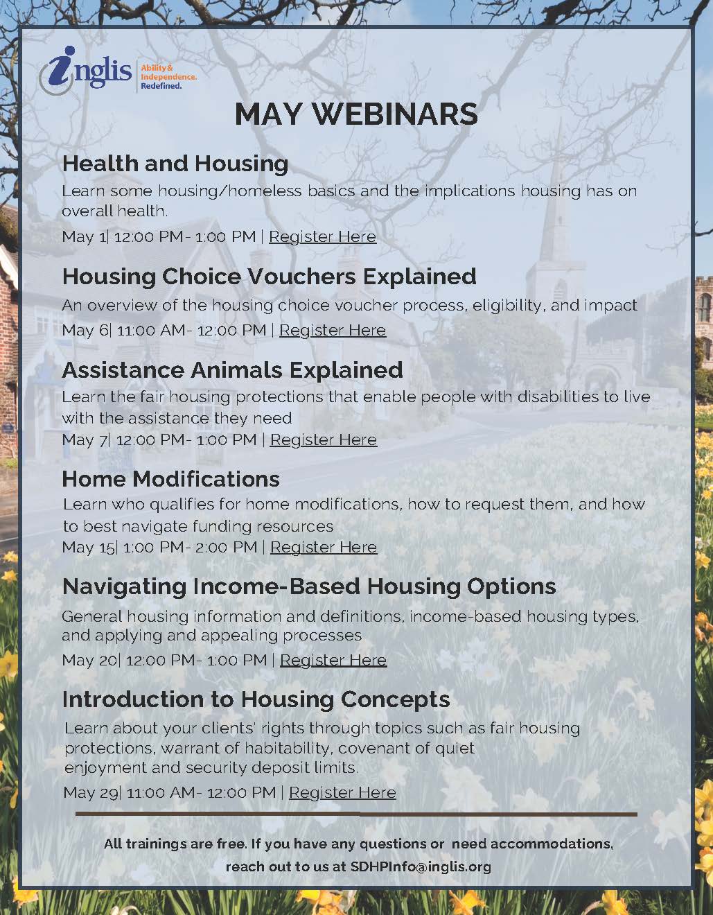 INGLIS May Webinars Flyer
