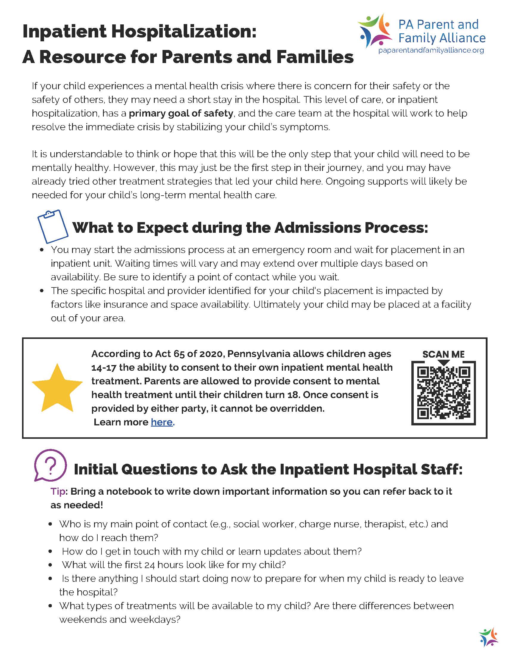 Inpatient Hospitalization Tipsheet Flyer

