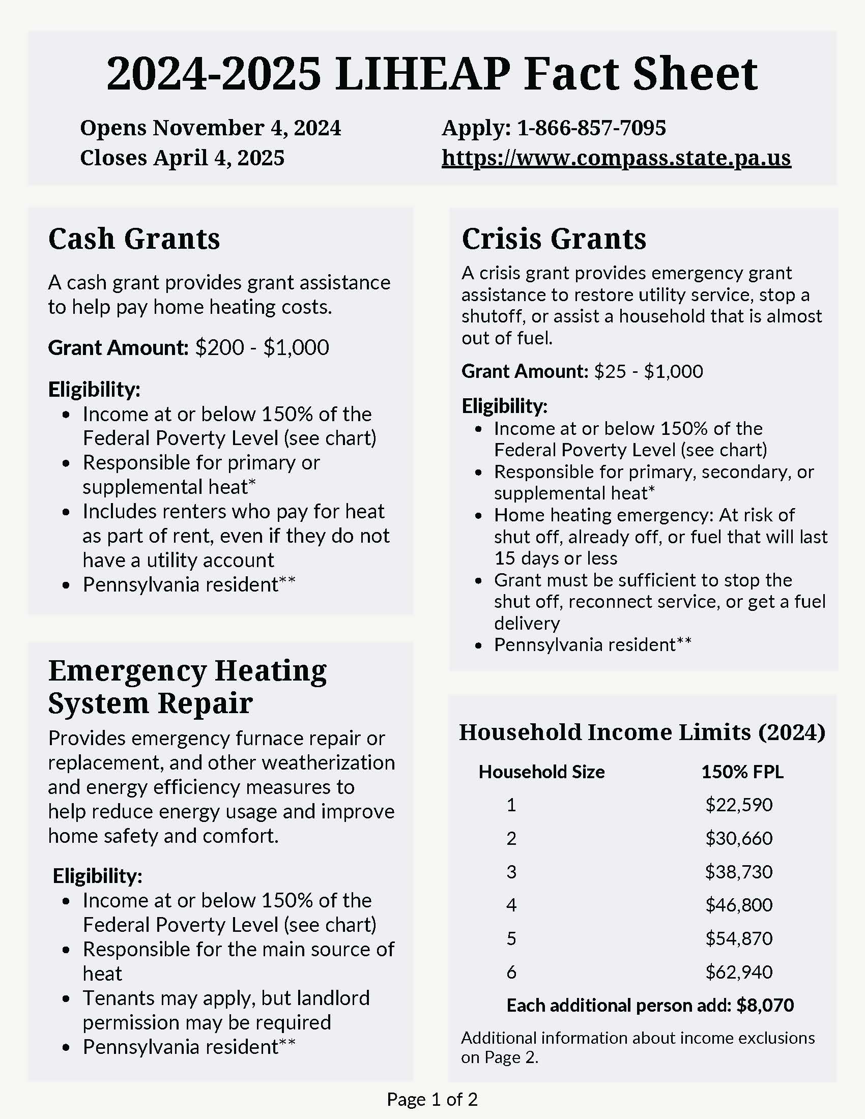2024-2025 LIHEAP Fact Sheet Flyer
