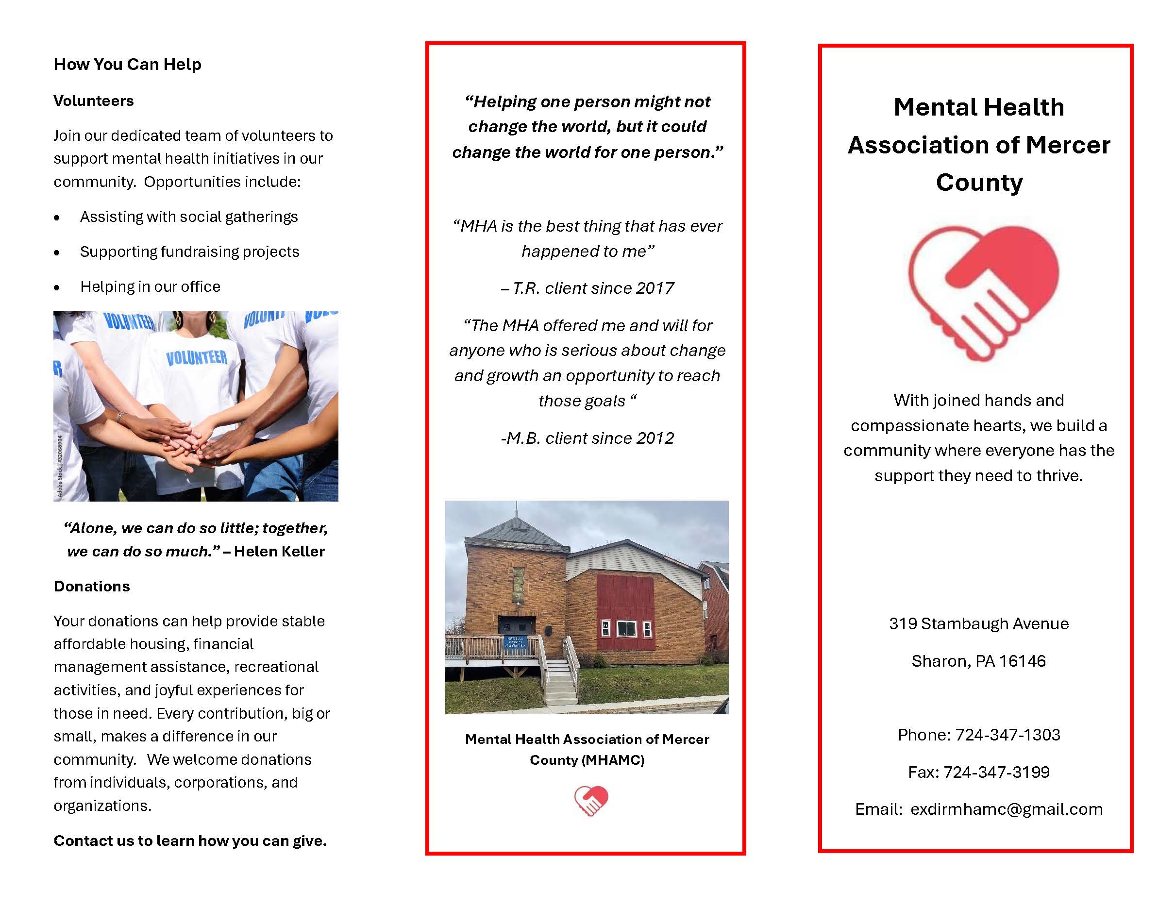 Mental Health Association of Mercer County Brochure