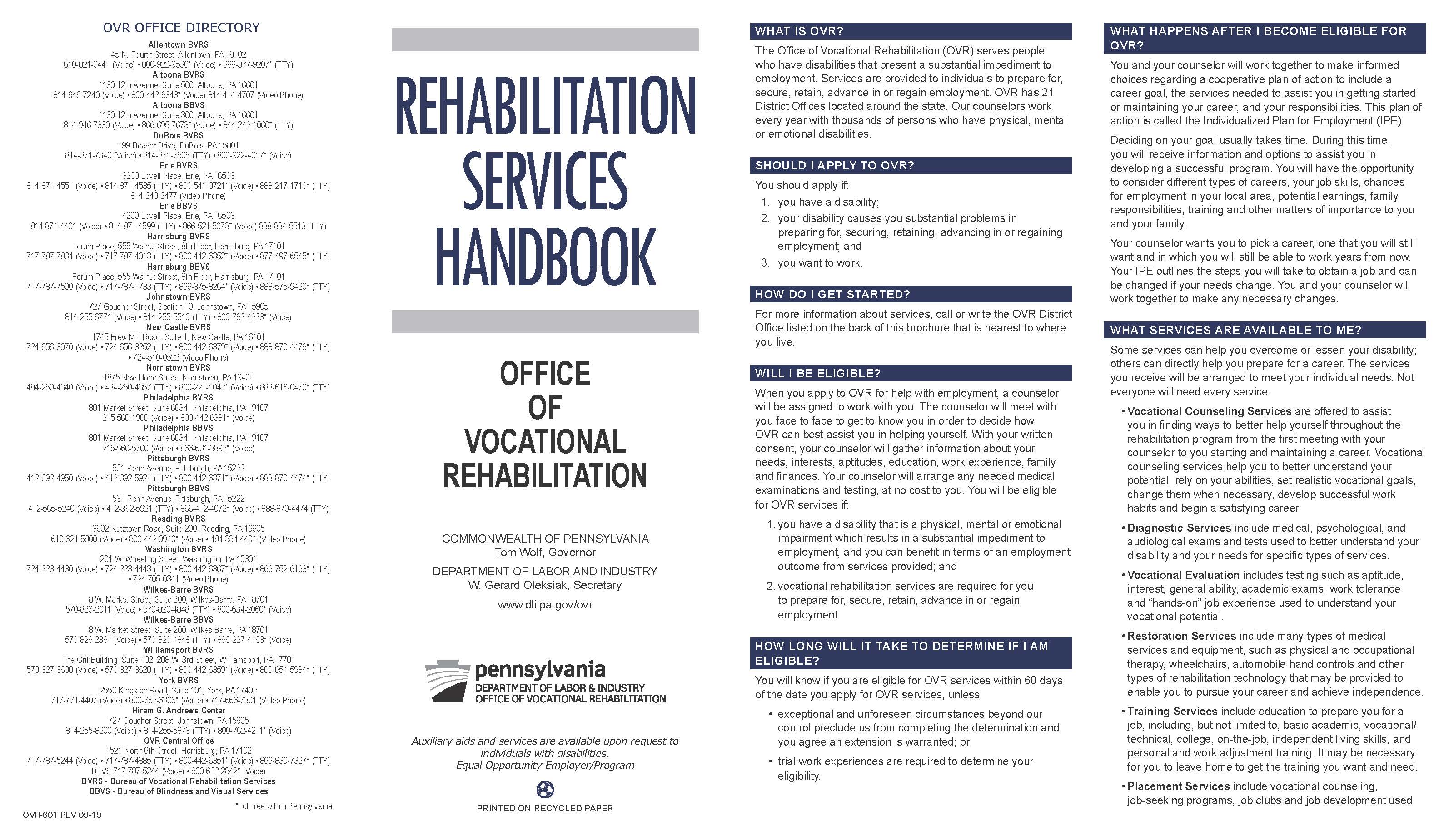 Rehabilitation Services Handbook