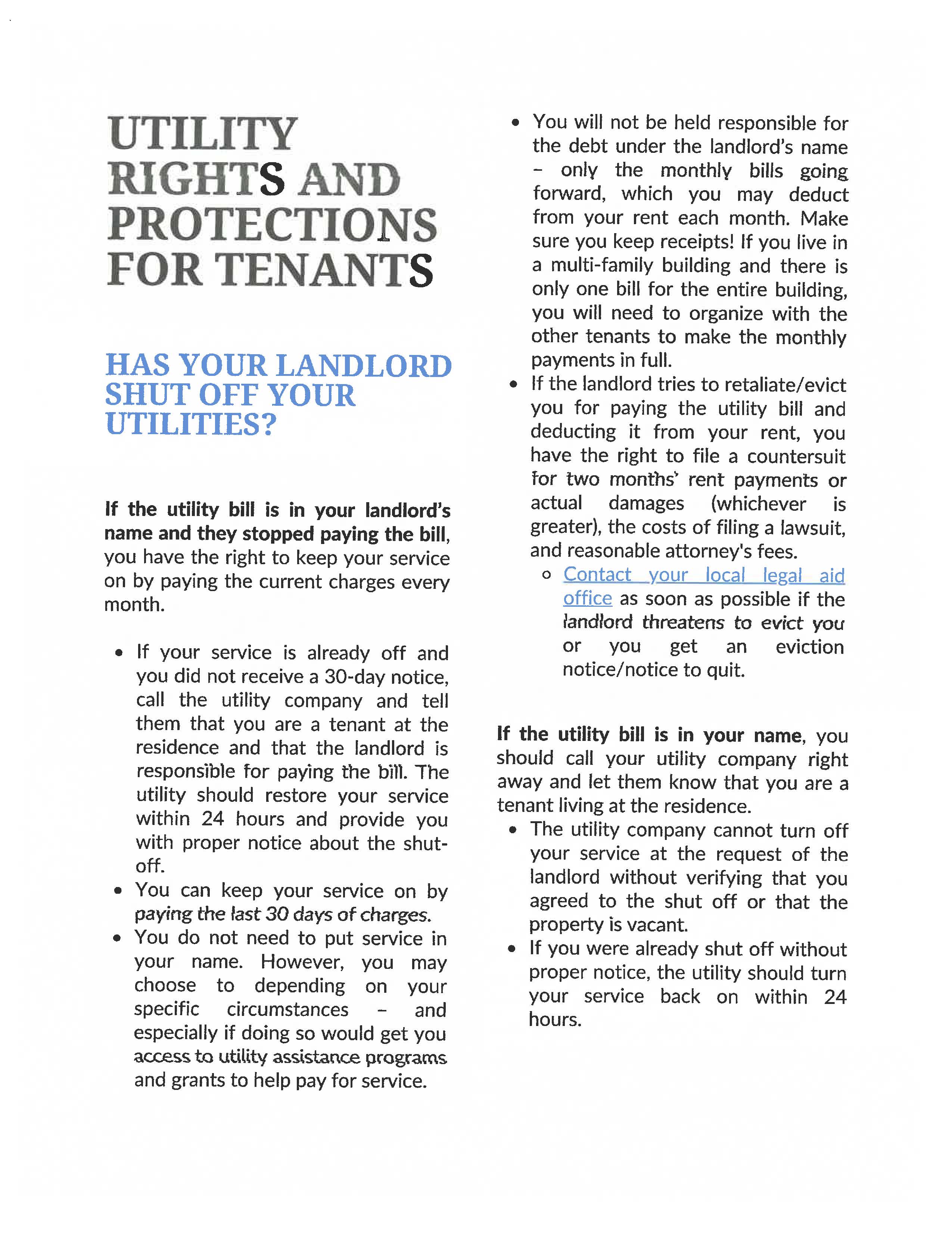 Utility Rights And Protections For Tenants Flyer