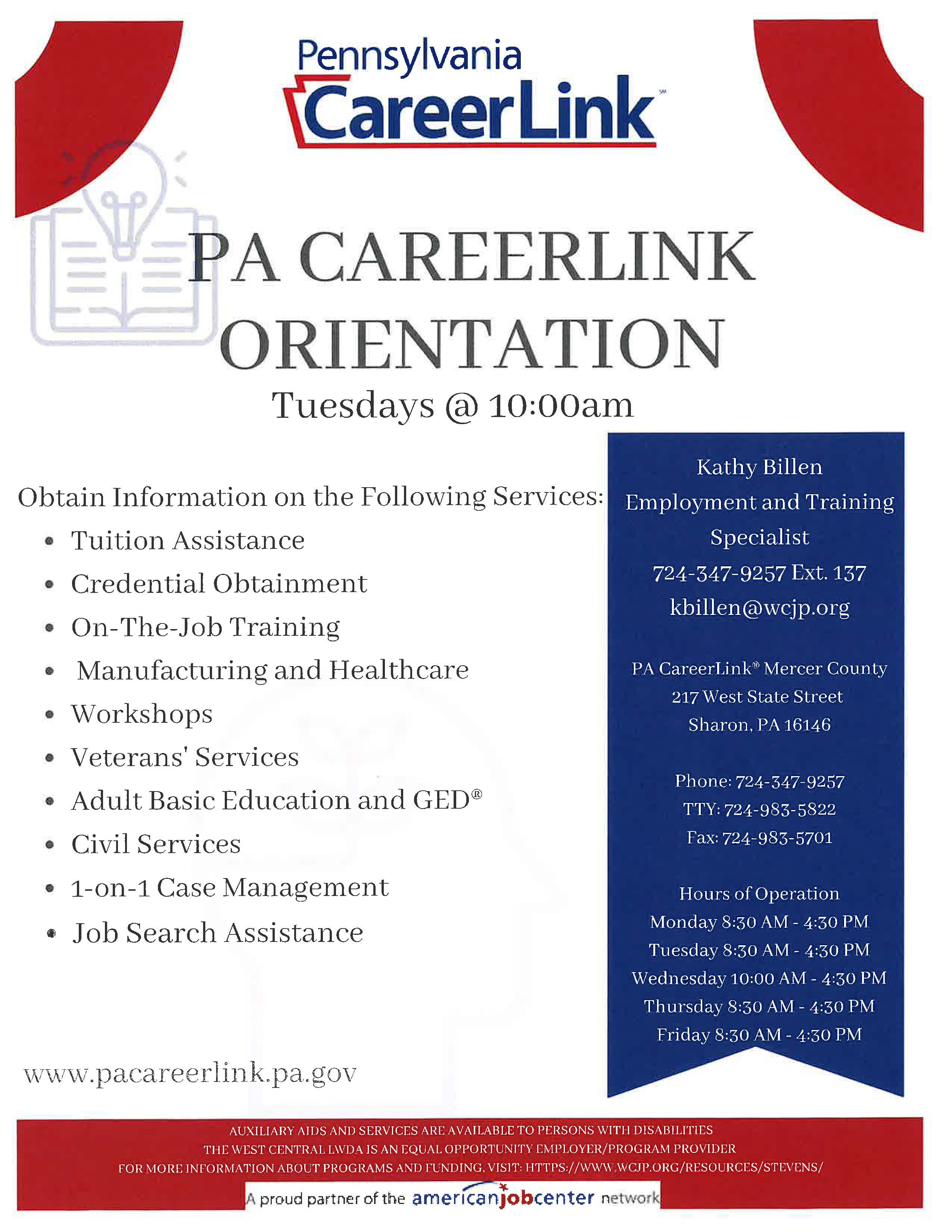 PA CareerLink Orientation Flyer