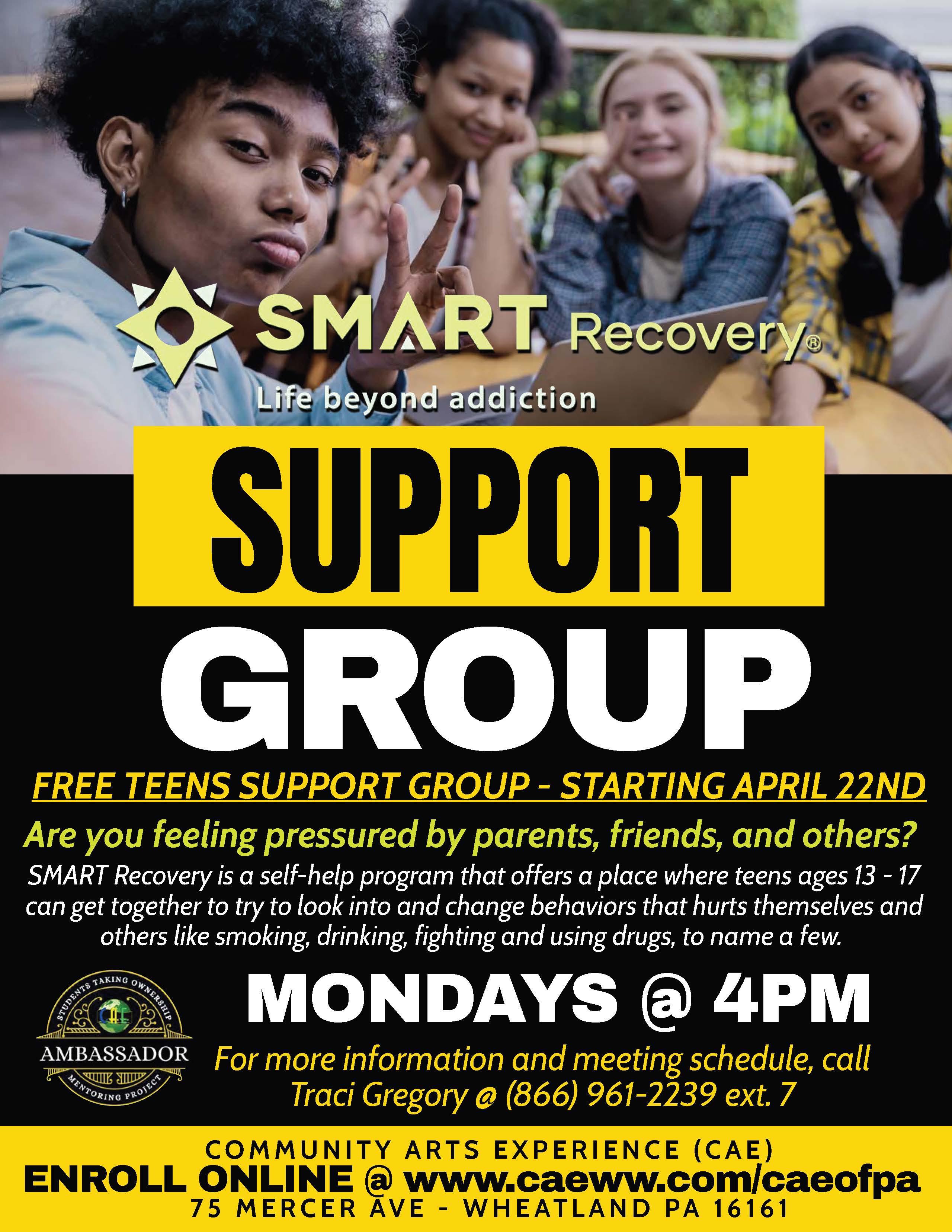 Smart Recovery Teen Support Group Flyer
