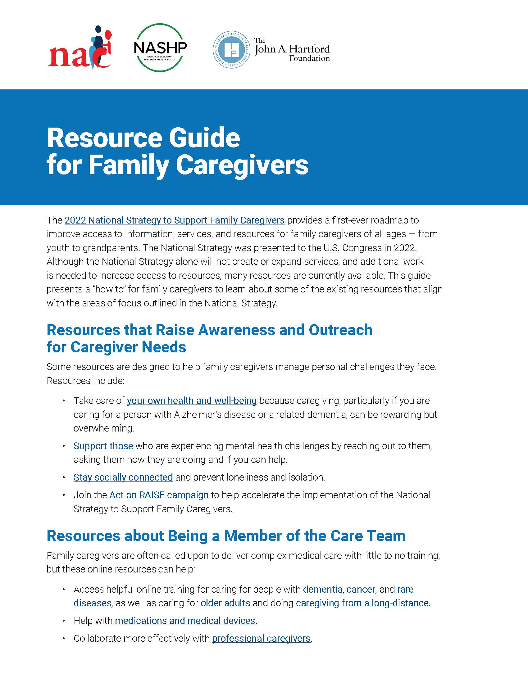Resource Guide 
for Family Caregivers Flyer