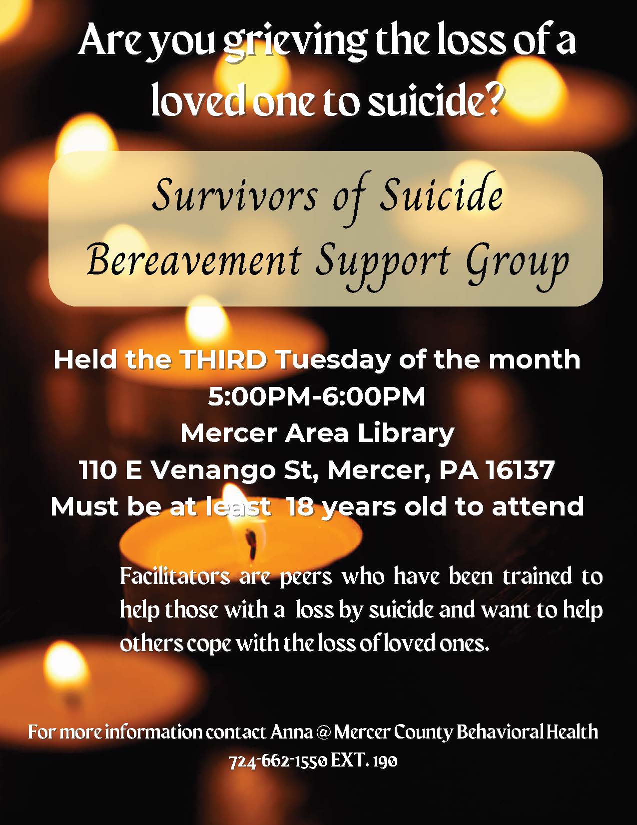 Survivors of Suicide Bereavement Support Group Flyer