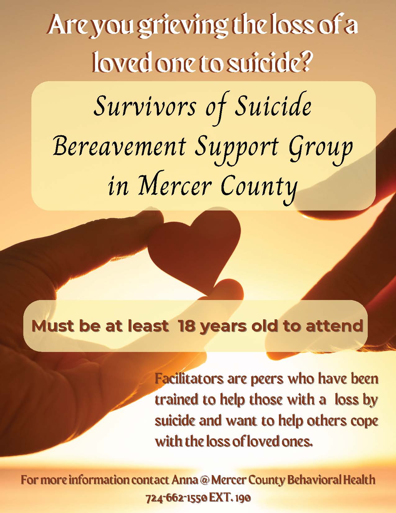 Survivors of Suicide Bereavement Support Group Flyer