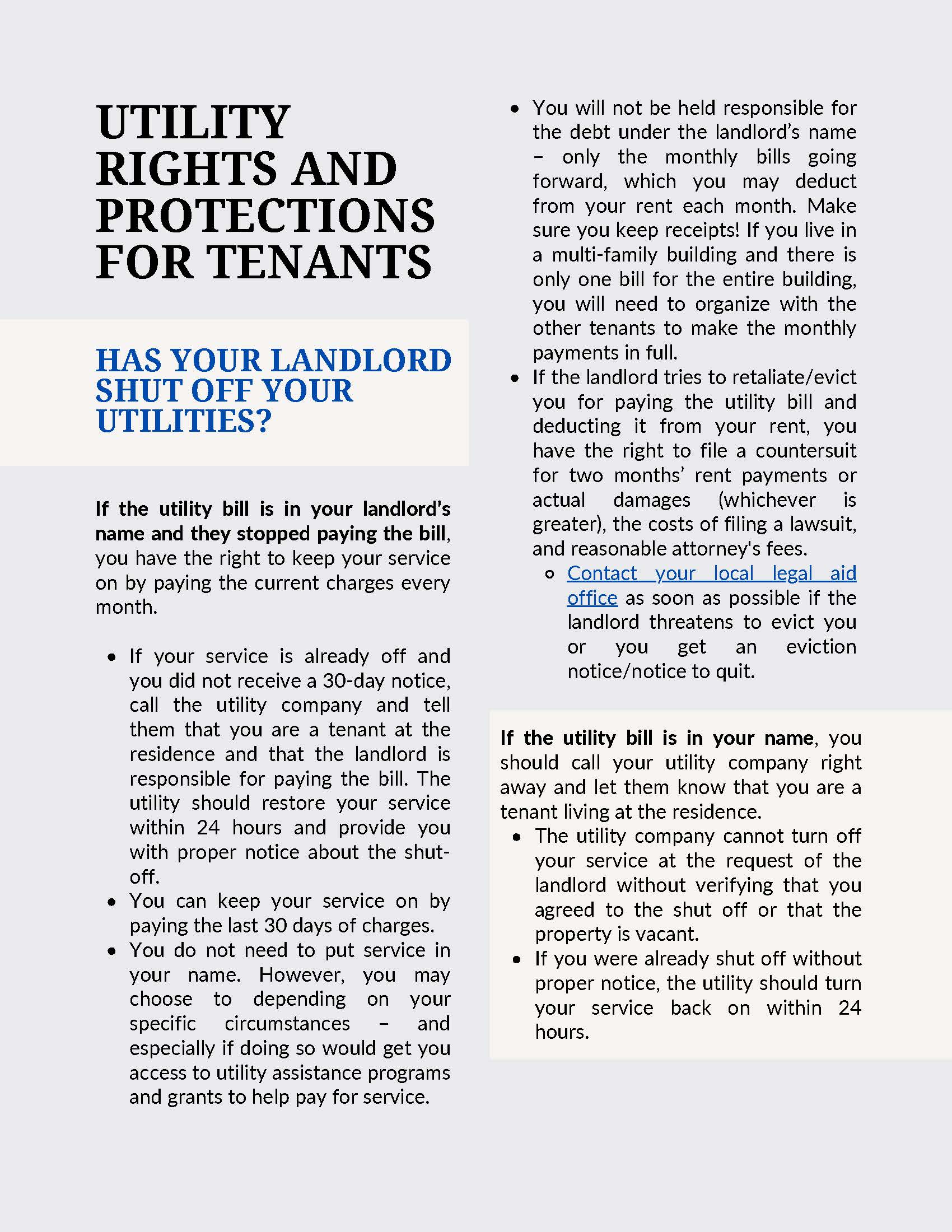 Utility Rights And Protectins For Tenants Flyer
