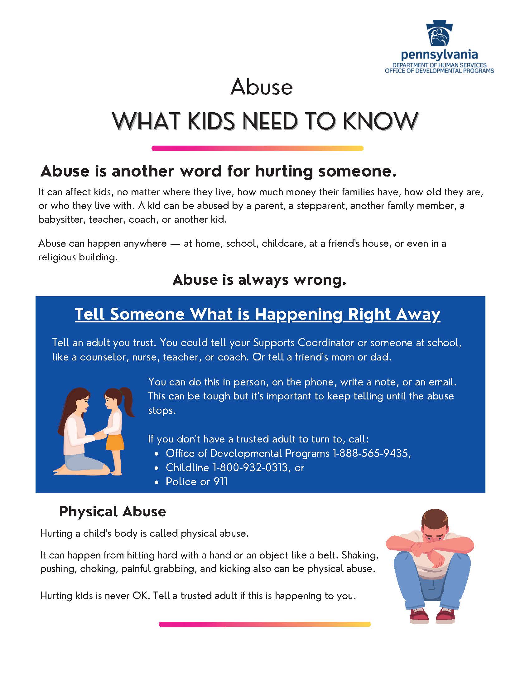 Abuse: What Kids Need to Know Flyer