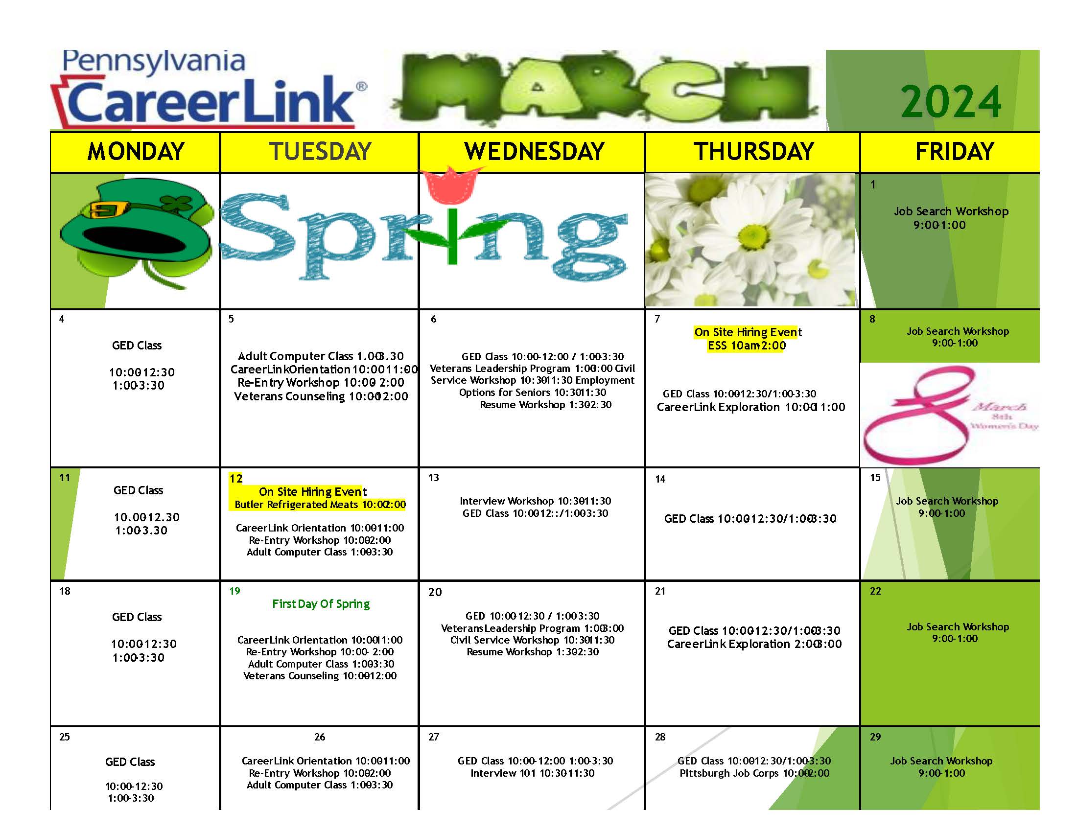 PA CareerLink Event Calendar Flyer