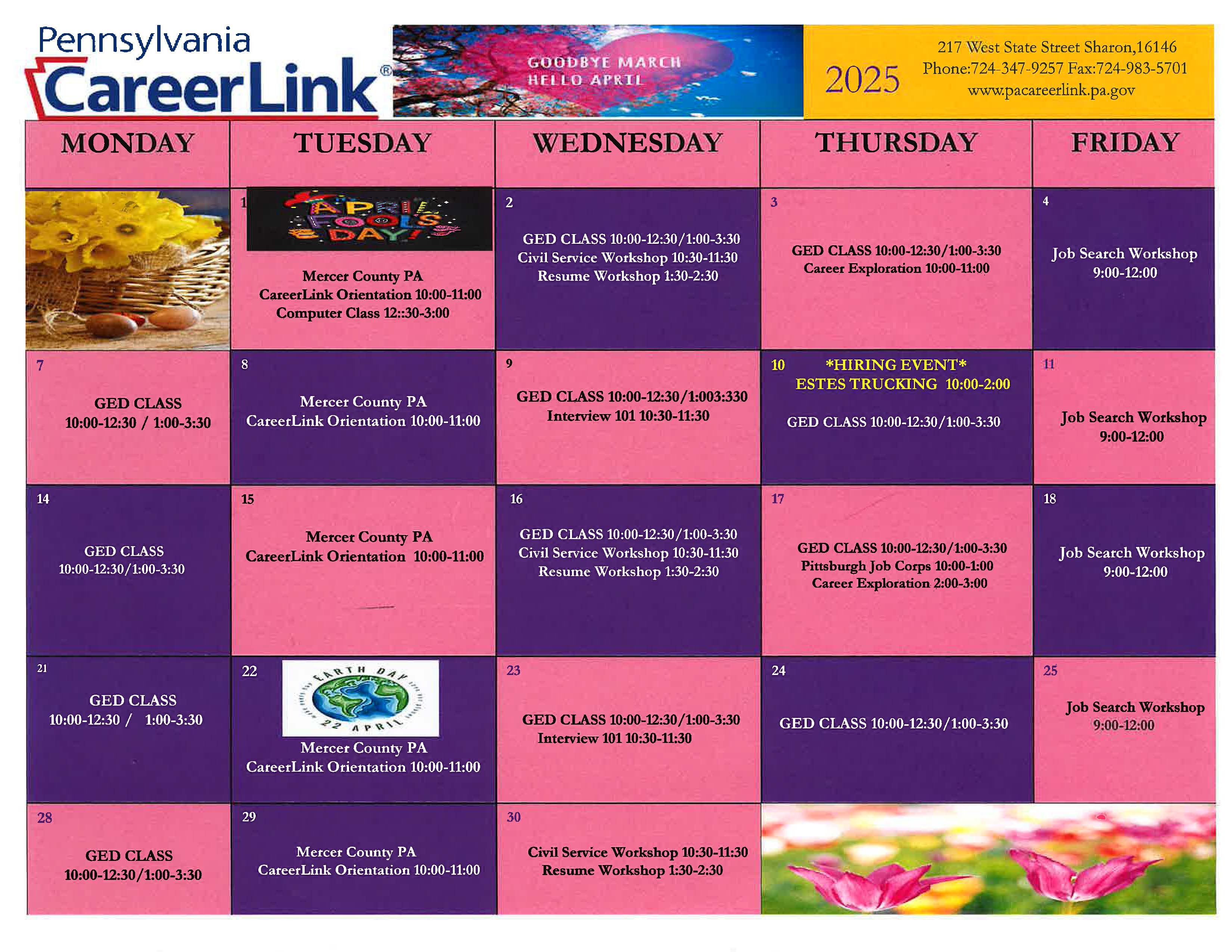 Career Link Calendar Flyer