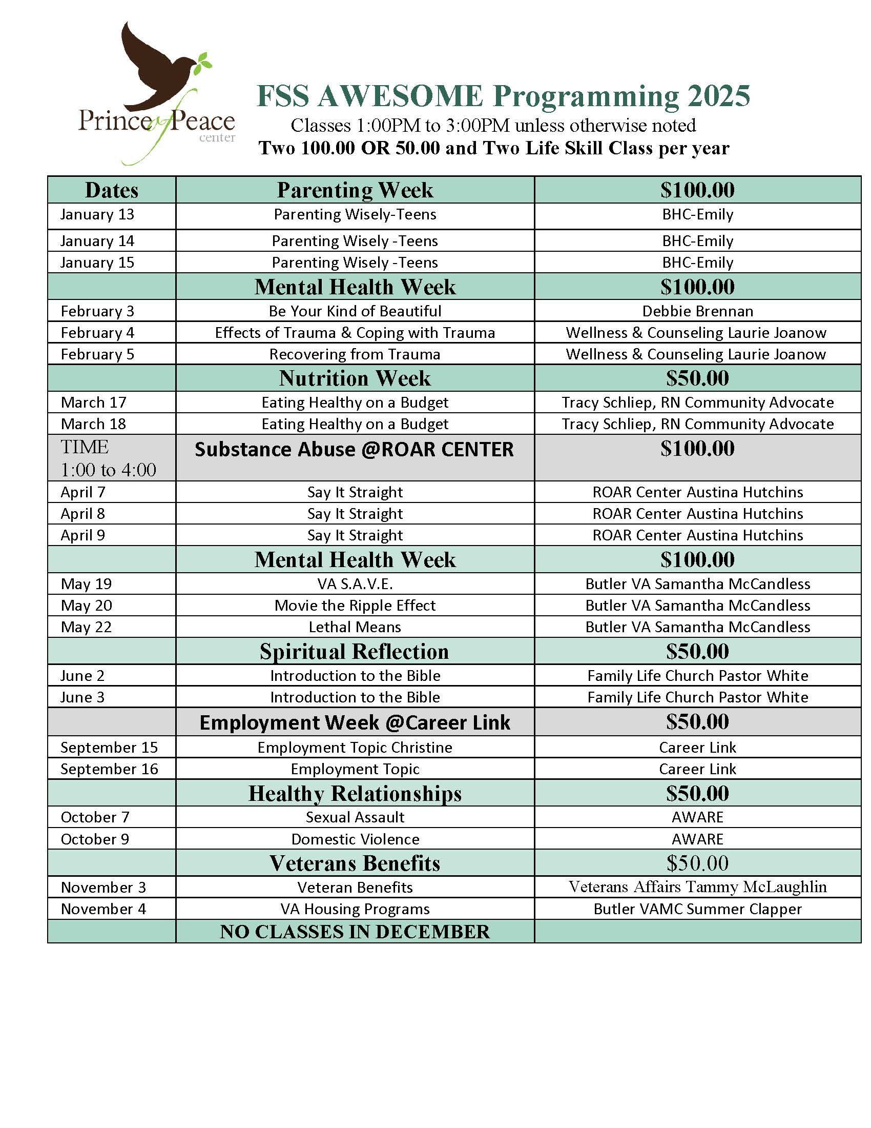Southwest Community Support Program Flyer
