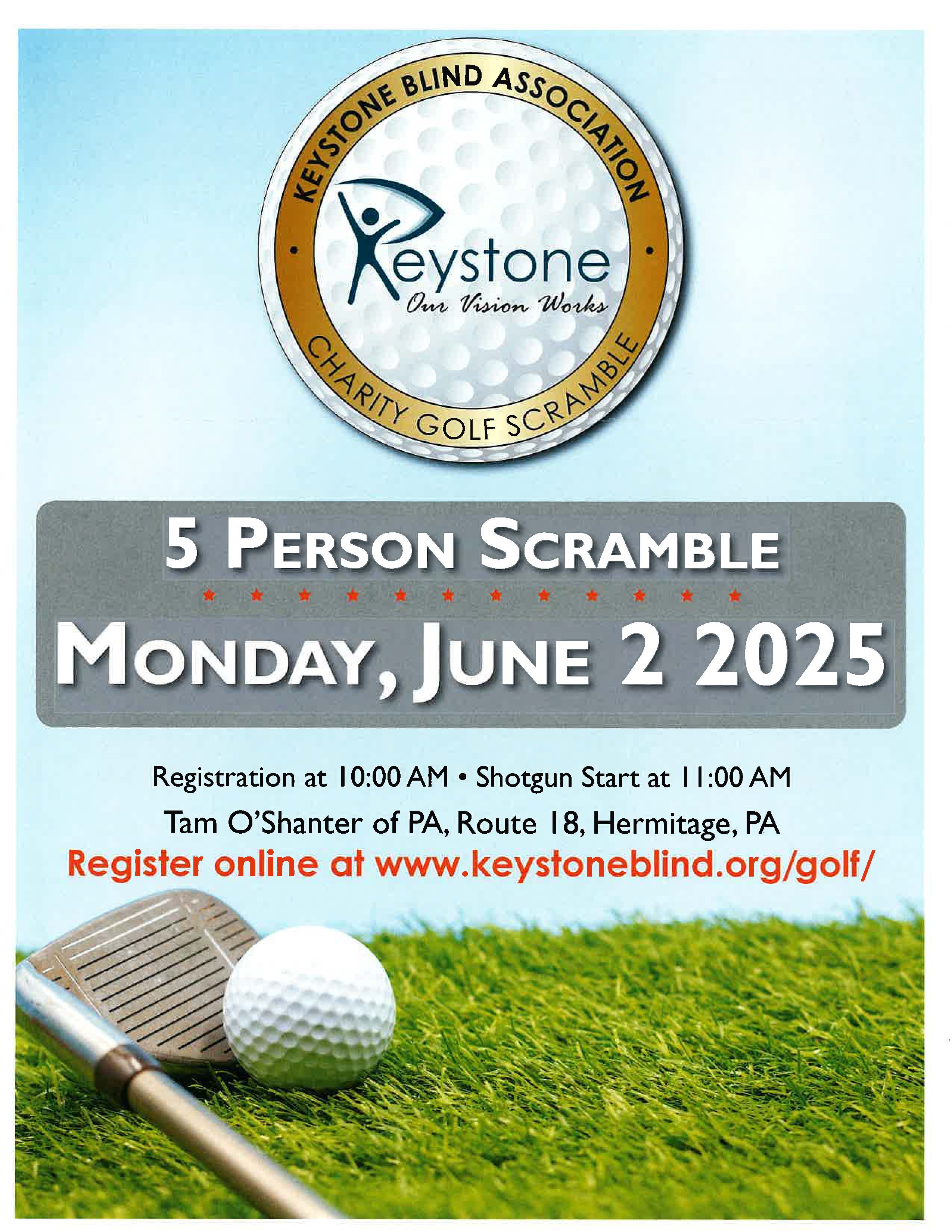 Keystone Blind Association Charity Golf Scramble Flyer