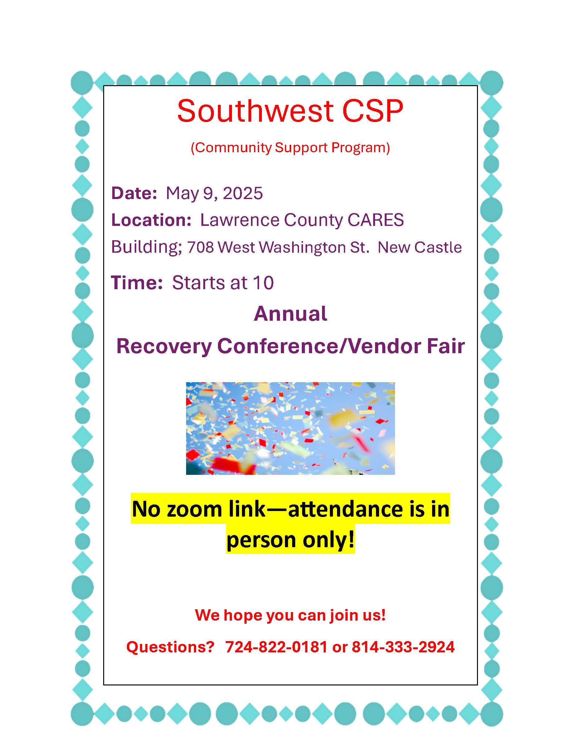 Annual Recovery Conference / Vendor Fair Flyer