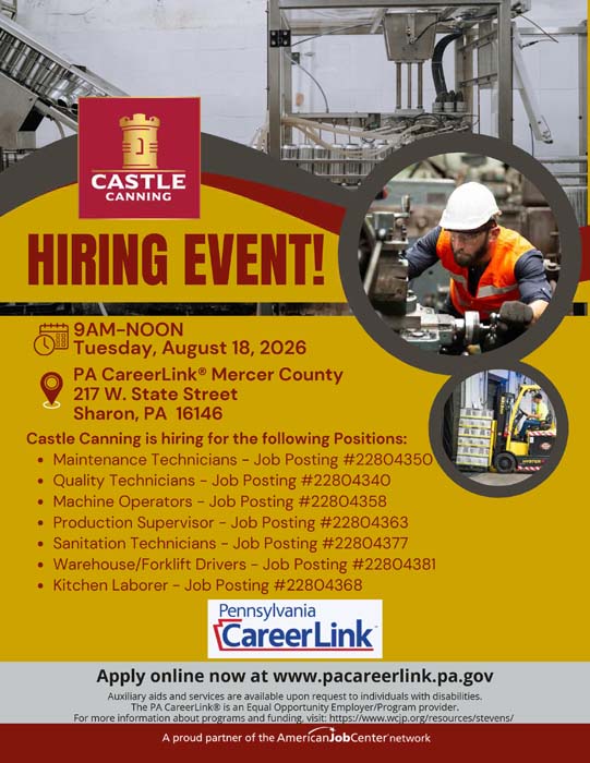 Castle Canning Hiring Event