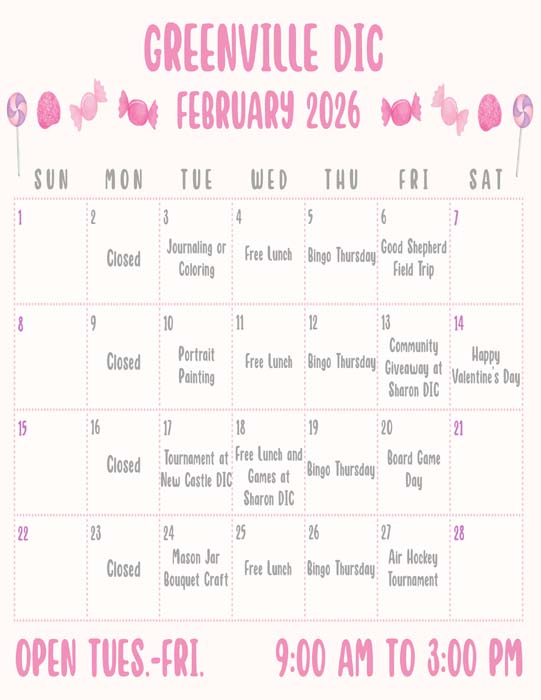 Greenville Drop-In Center Calendar