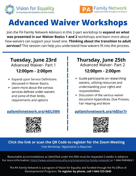 Advanced Waiver Workshops