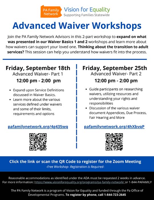 Advanced Waiver Workshops