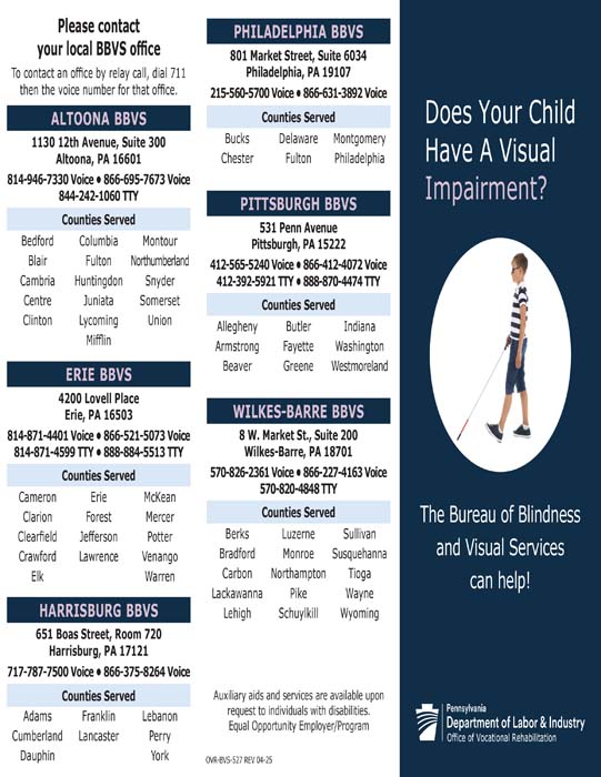 Bureau of Blindness and Visual Services Brochure
