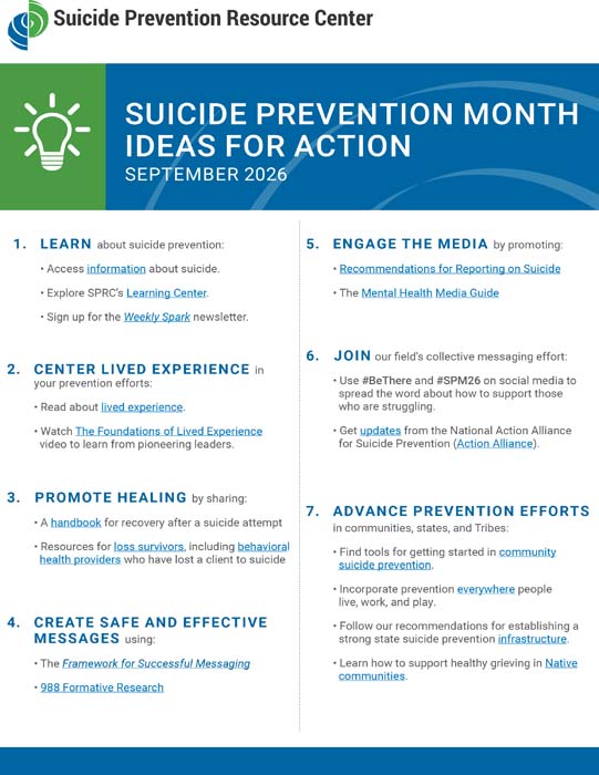 SUICIDE PREVENTION MONTH IDEAS FOR ACTION