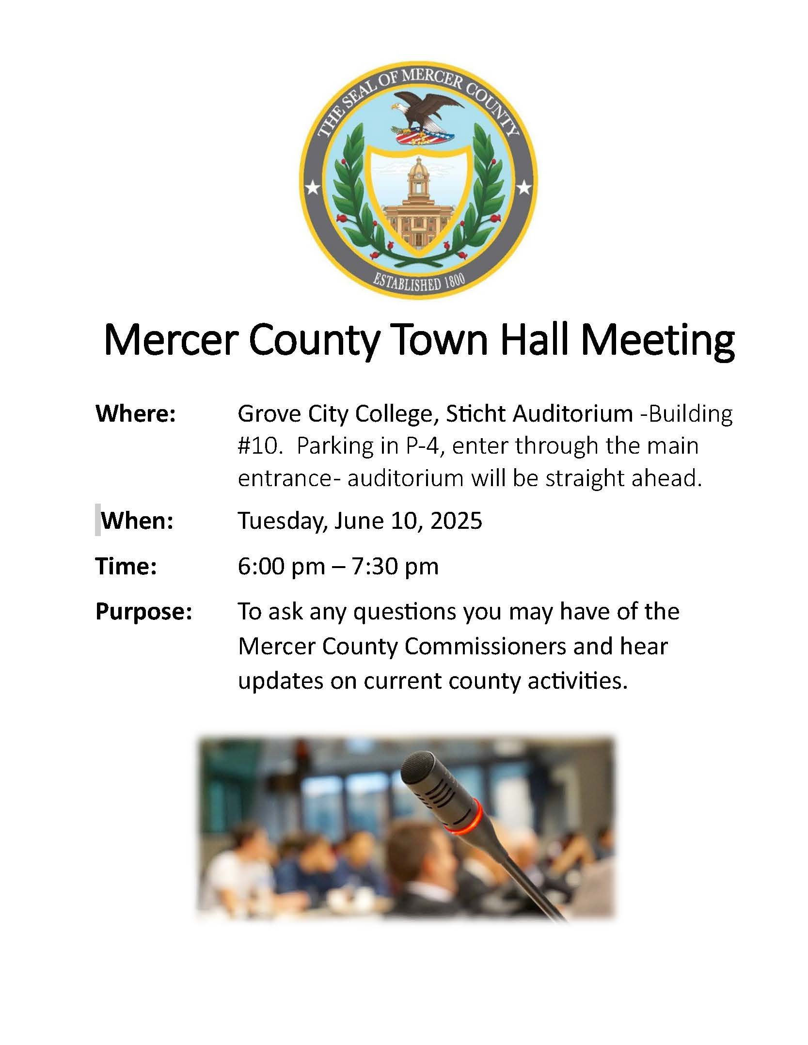Mercer County Town Hall Meeting Flyer