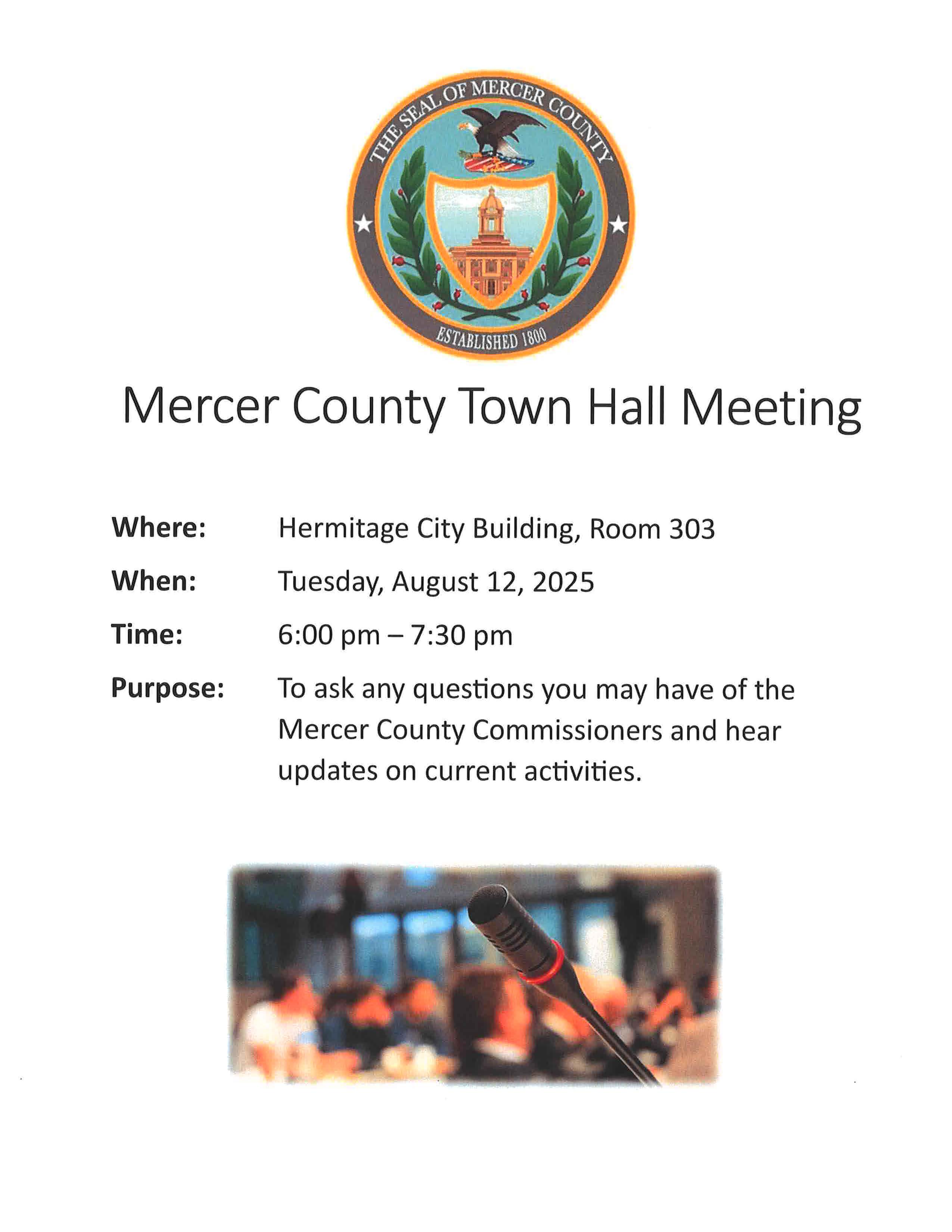 Mercer County Town Hall Meeting Flyer