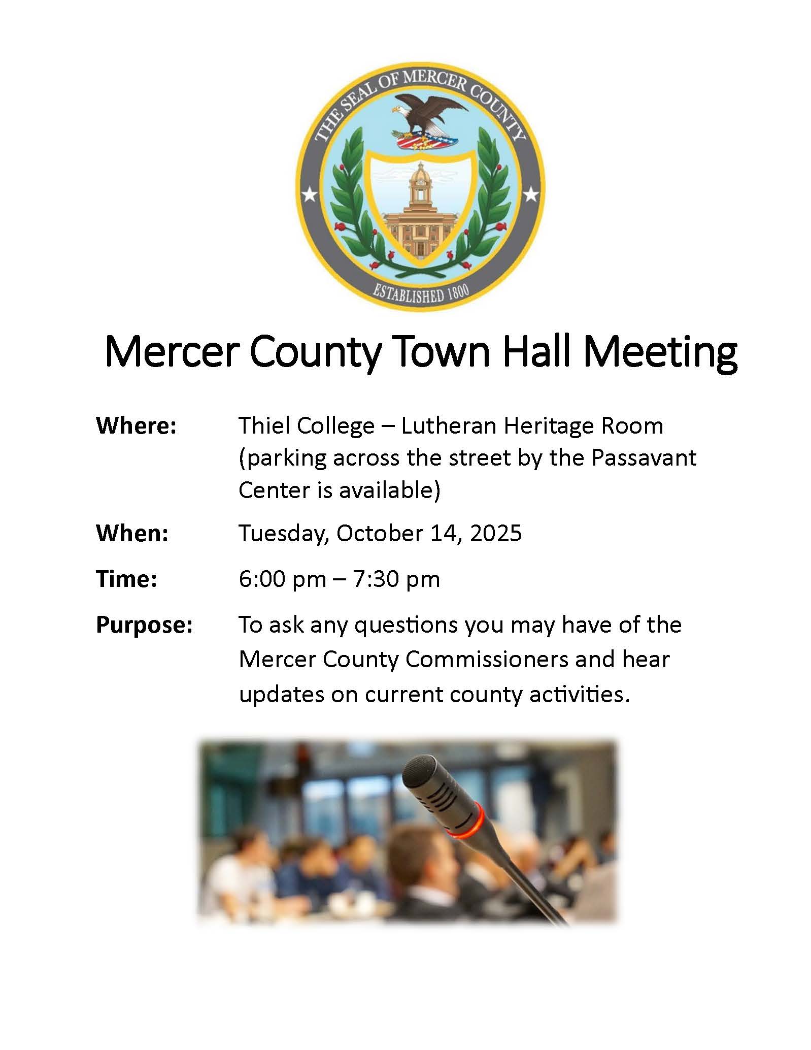 Mercer County Town Hall Meeting Flyer