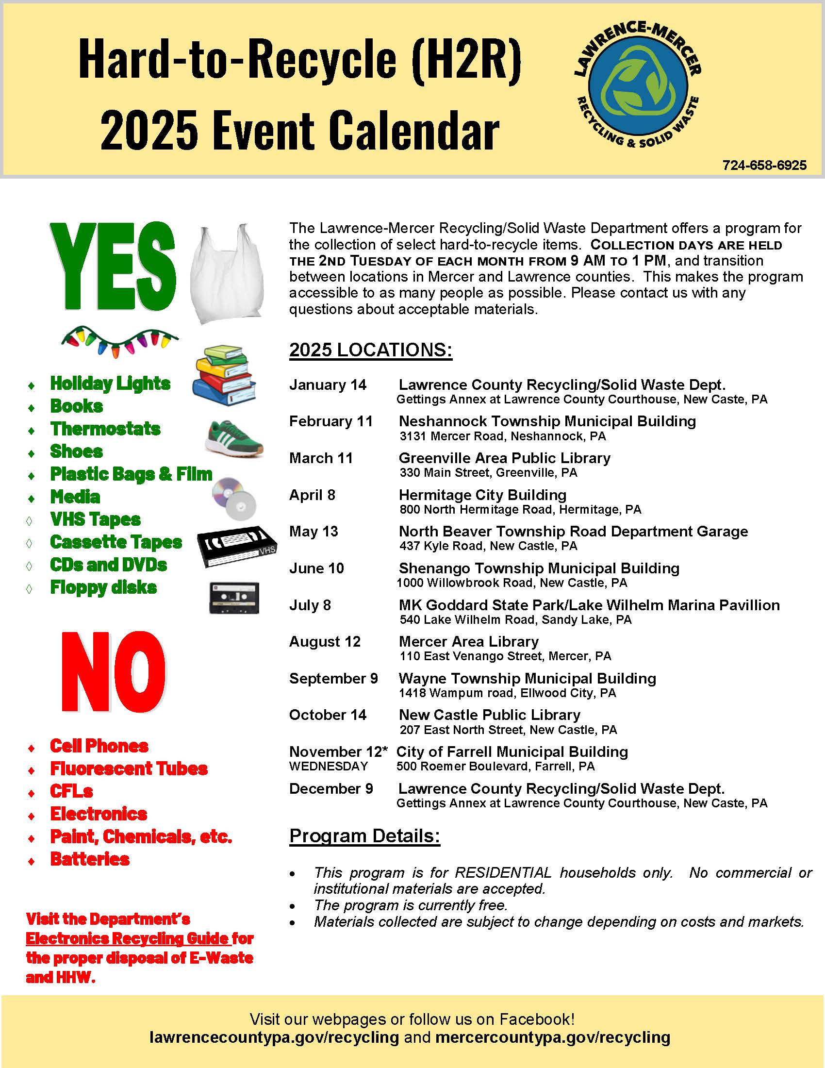 Hard-to-Recycle Collection Events Flyer