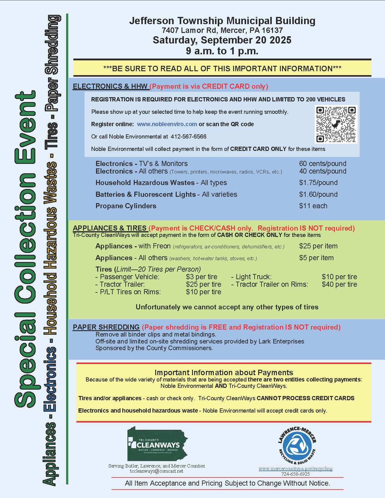 2024 Glass Collection Events Flier
